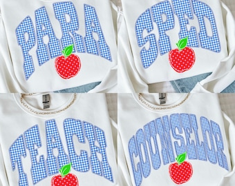 Teacher PNG Bundle, Counselor, Para, SPED, Teacher, Principal Desgin, Back to School PNG, Blue Gingham Apple, Digital Download