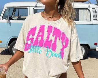Salty Little Beach PNG, Retro Varsity Summer Shirt Design (Digital Download)