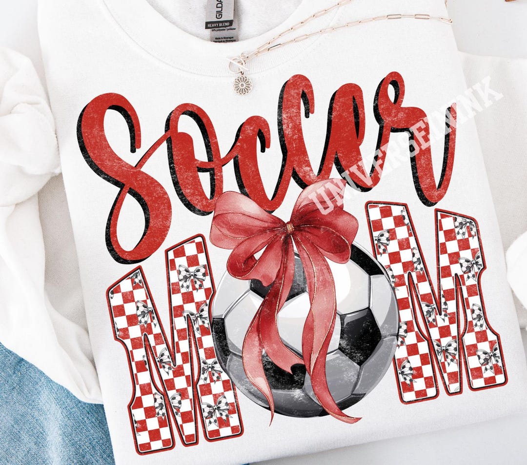 Soccer Mom PNG | Coquette Sports Mama Design | Retro Checker Bow Soccer ...
