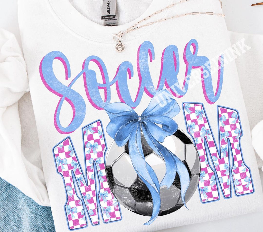 Soccer Mom PNG | Blue & Pink Coquette Sports Mama Design | Retro ...
