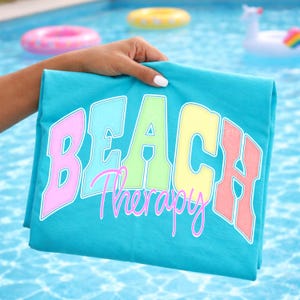 Retro Beach Therapy PNG, Pastel Summer Shirt Design, Coastal Sublimation Graphic (Digital Download)