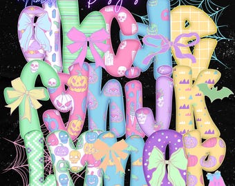 Pastel Halloween Alphabet PNG Bundle: Spooky Letter Clipart (Digital Download