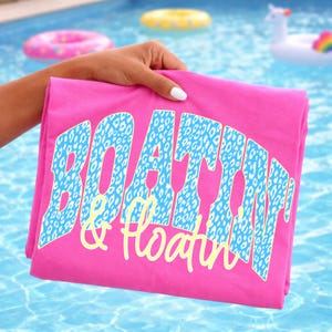 Boat & Floatin PNG, Lake Life PNG, Summer Vacation Shirt Design, Leopard Varsity Text, Beachy Graphic Digital Download