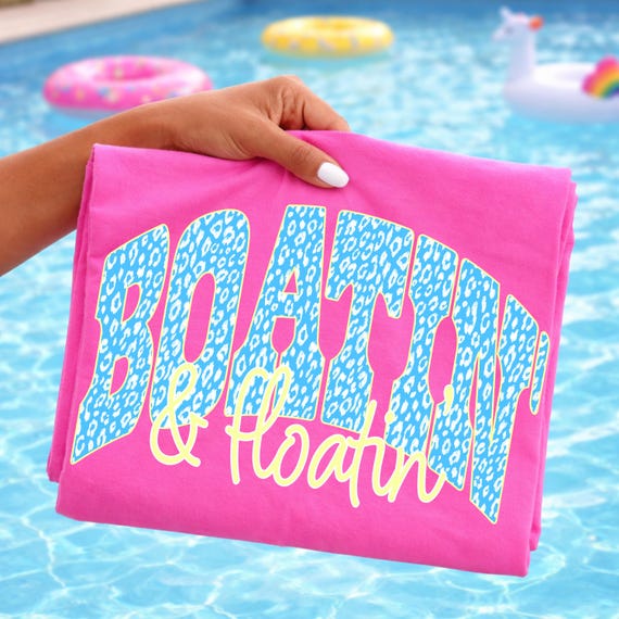 Boat & Floatin PNG, Lake Life PNG, Summer Vacation Shirt Design, Leopard Varsity Text, Beachy Graphic Digital Download