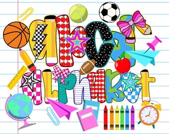 Back to School Alphabet PNG Bundle: Teacher Doodles, Bows, Paper Planes (Digital Download)