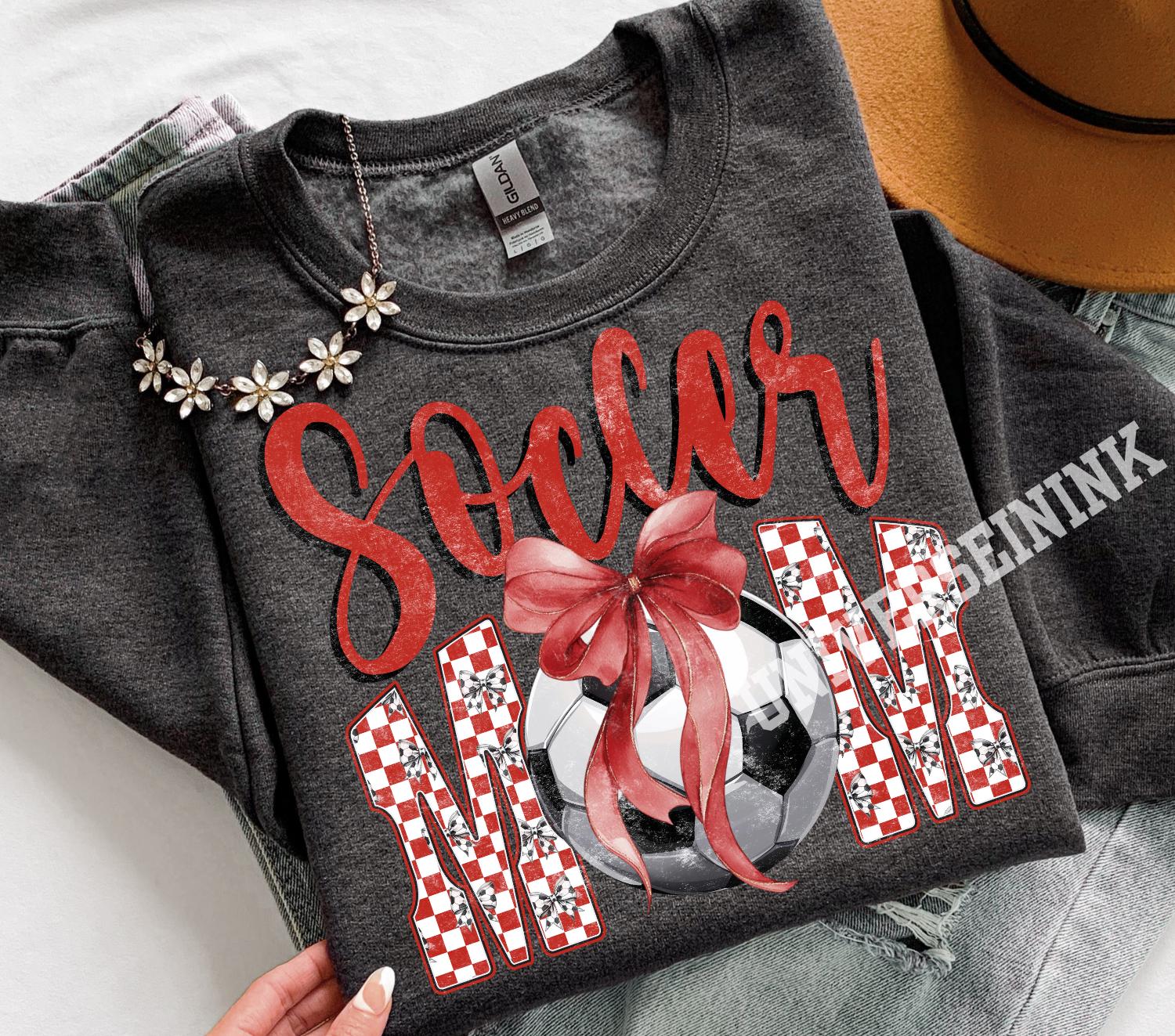 Soccer Mom PNG | Coquette Sports Mama Design | Retro Checker Bow Soccer ...