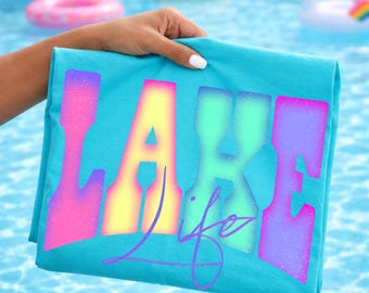 Retro Lake Life, png, grafisch, zomervakantie, zonsondergangtinten (digitale download)