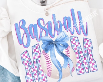Baseball Mom PNG | Coquette Bow Design (Digital Download)