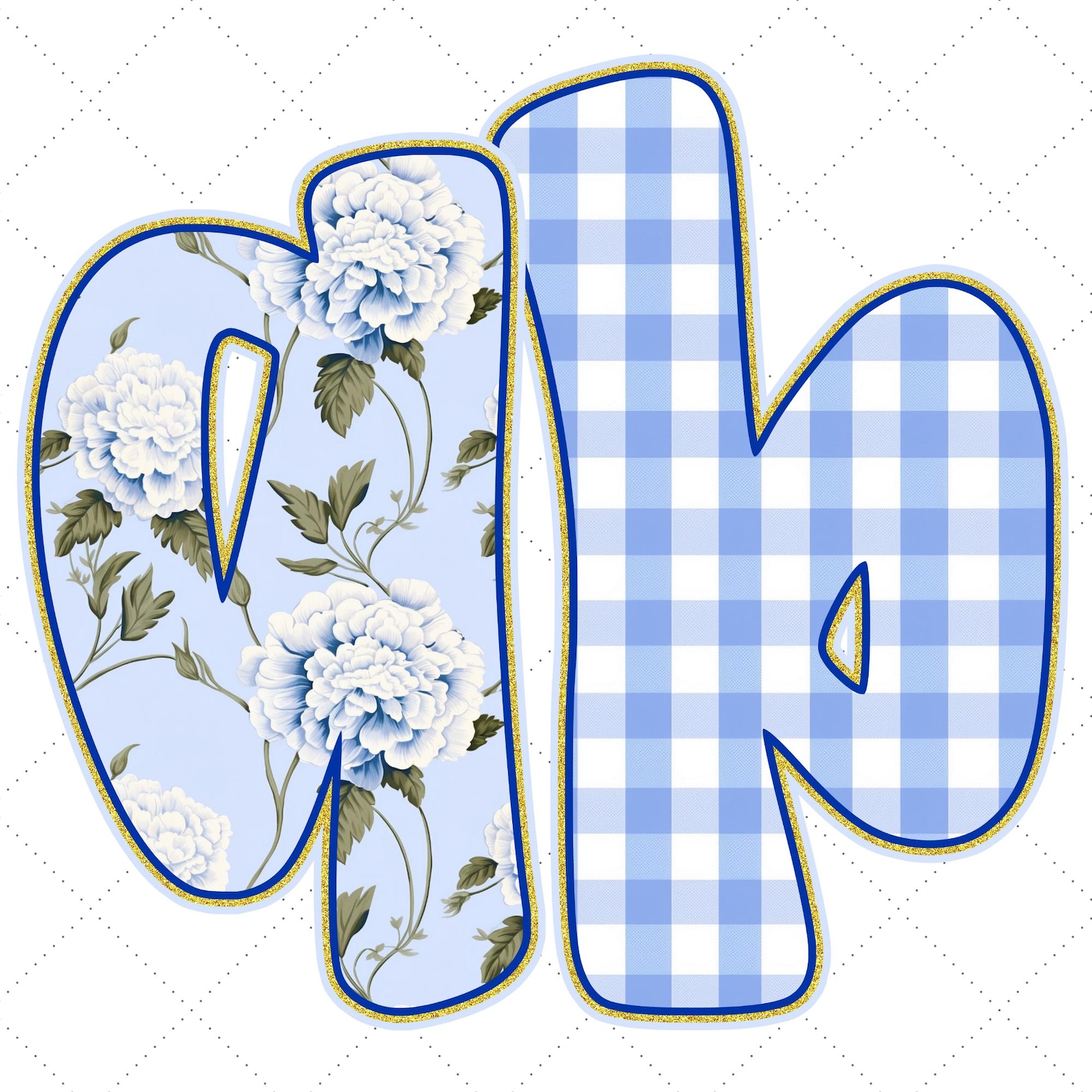 Preppy Retro Floral Alphabet PNG Bundle: 4 Cute Grand Millennial ...