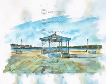 Kilkee Bandstand Ireland Print | Irish Coastal Watercolour Art | County Clare Wall Decor | Digital Download | Wild Atlantic Way Art