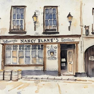 Nancy Blake’s Bar Watercolour Print | Limerick Ireland Pub Art | Traditional Irish Bar Digital Print | Printable Wall Art