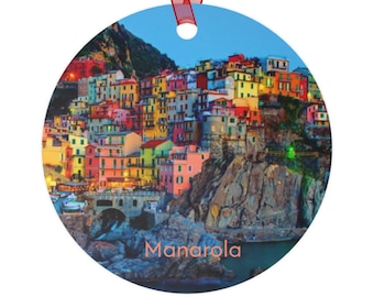 Cinque Terre, Italien Weihnachtsverzierung, 2-seitig, 3,5 Zoll (89 mm), Metall