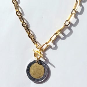 AUTHENTIC 500 Italian Lira coin on 18K Gold plated 18 inch chain