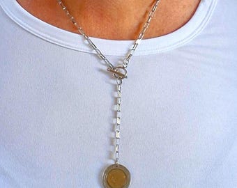 イタリア製 500 リラ硬貨ペンダントネックレス - ゴールドまたは