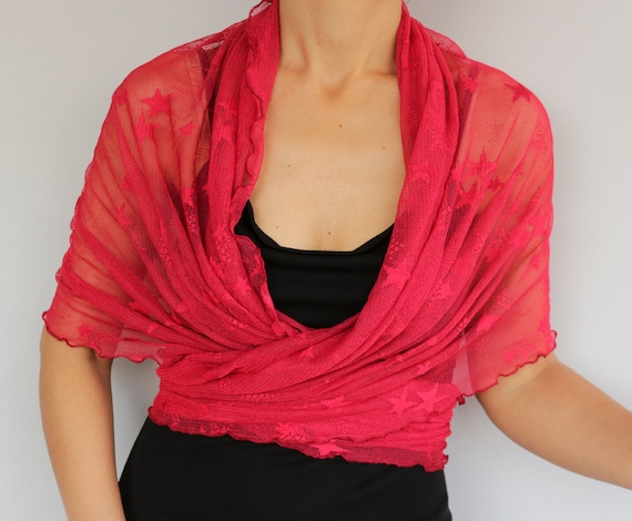 red evening shawl