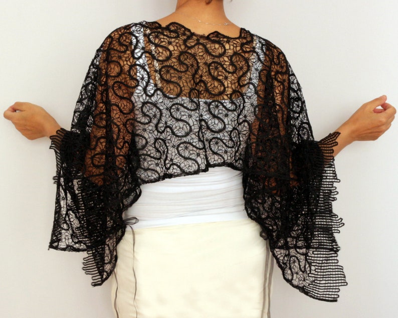 Black Lace Evening Dress Cover Up Crop Top Tunic Mother of Etsy