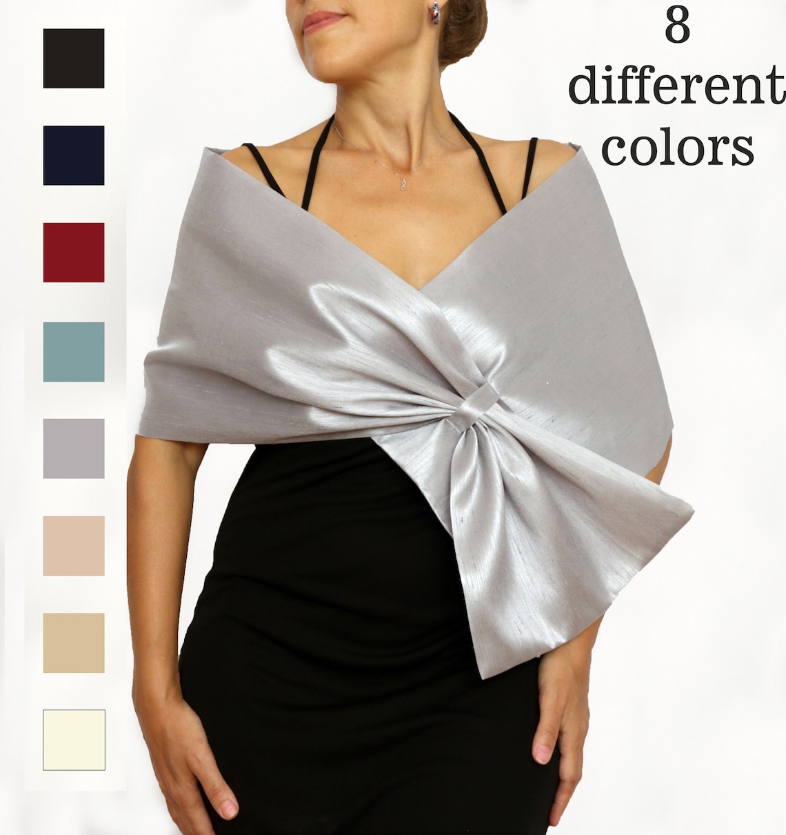 Metallic Gray Taffeta Evening Wrap Mother of the Bride Shawl - Etsy