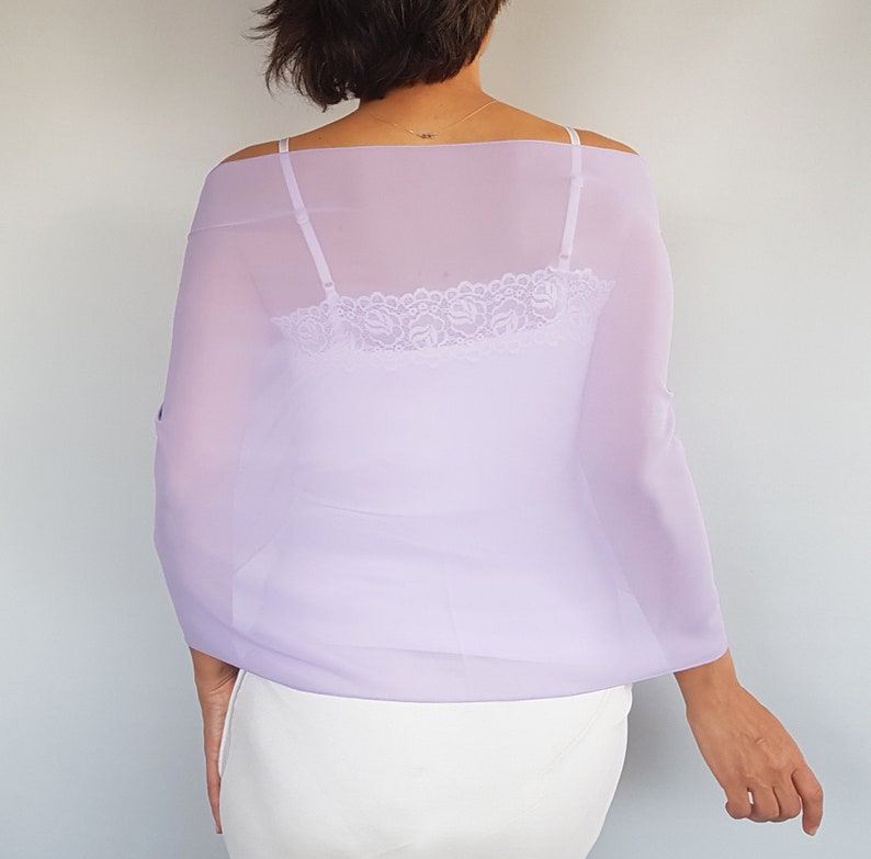 Lilac chiffon shawl Off the shoulder wrap Evening stole Etsy