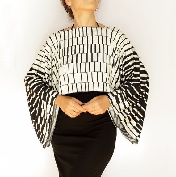 Cream Black Evening Dress Topper Tunic 