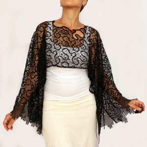 Black Lace Bolero Shrug: Long Sleeve Evening Dress Cover Up