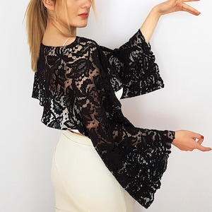 Black Lace Capelet: Elegant Evening Dress Cover-Up, Mother of the Bride