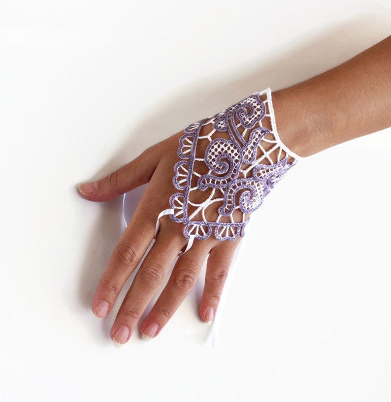 Lilac Fingerless Gloves Lace Evening Formal Gloves Hand Etsy