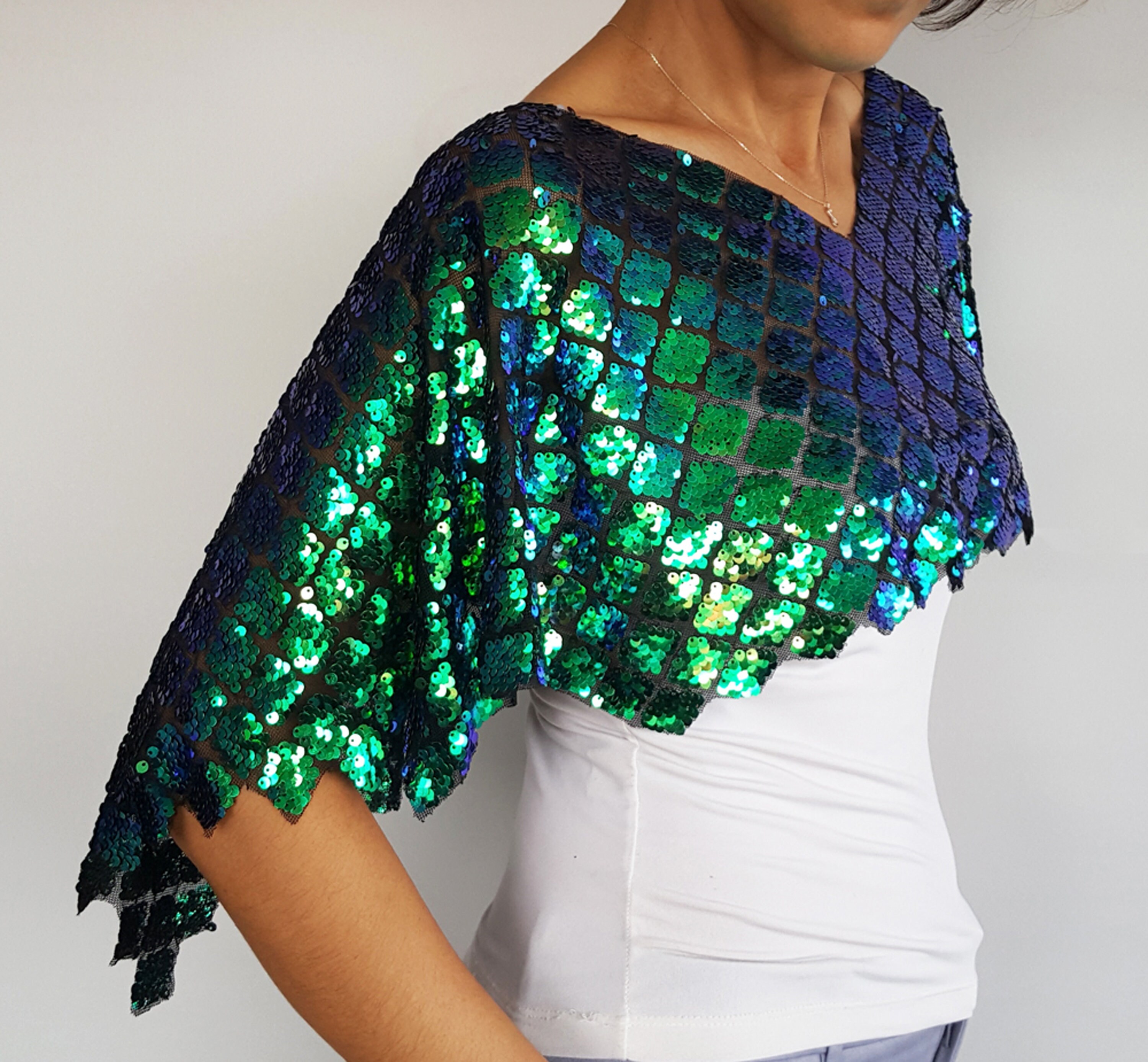 Emerald Green Sequin Evening Dress 