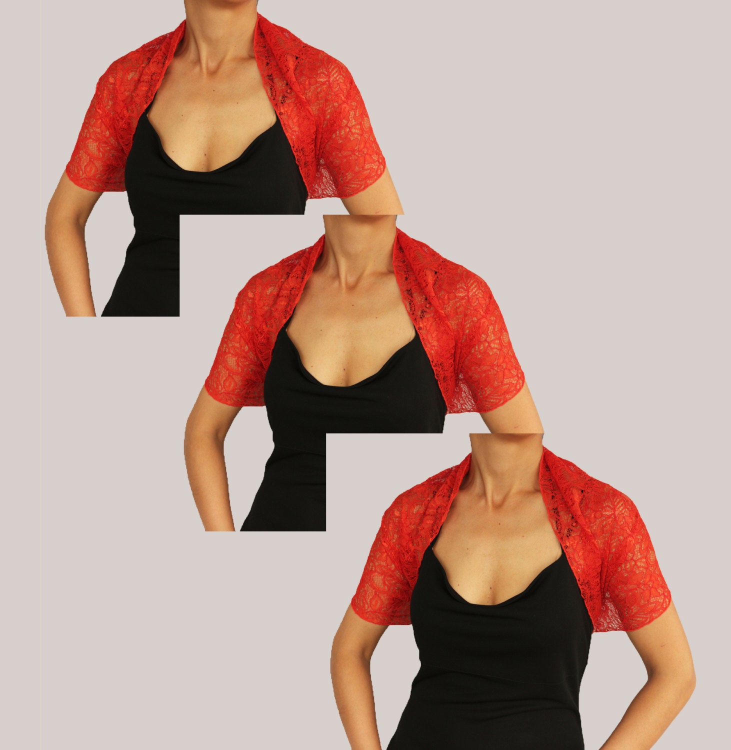 Bridesmaids Shrug Shawl Set of 3 Orange Lace Bridal Bolero Etsy