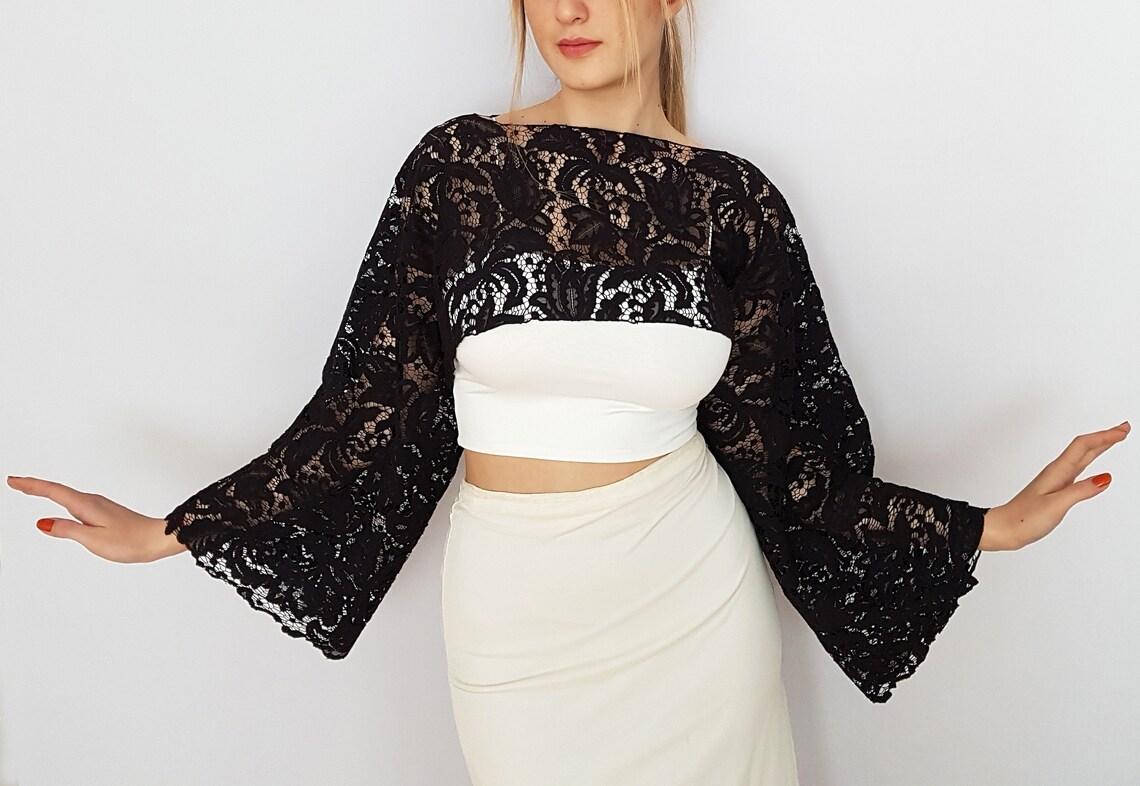 Black Lace Evening Dress Cover Up Dress Topper Shoulder Etsy