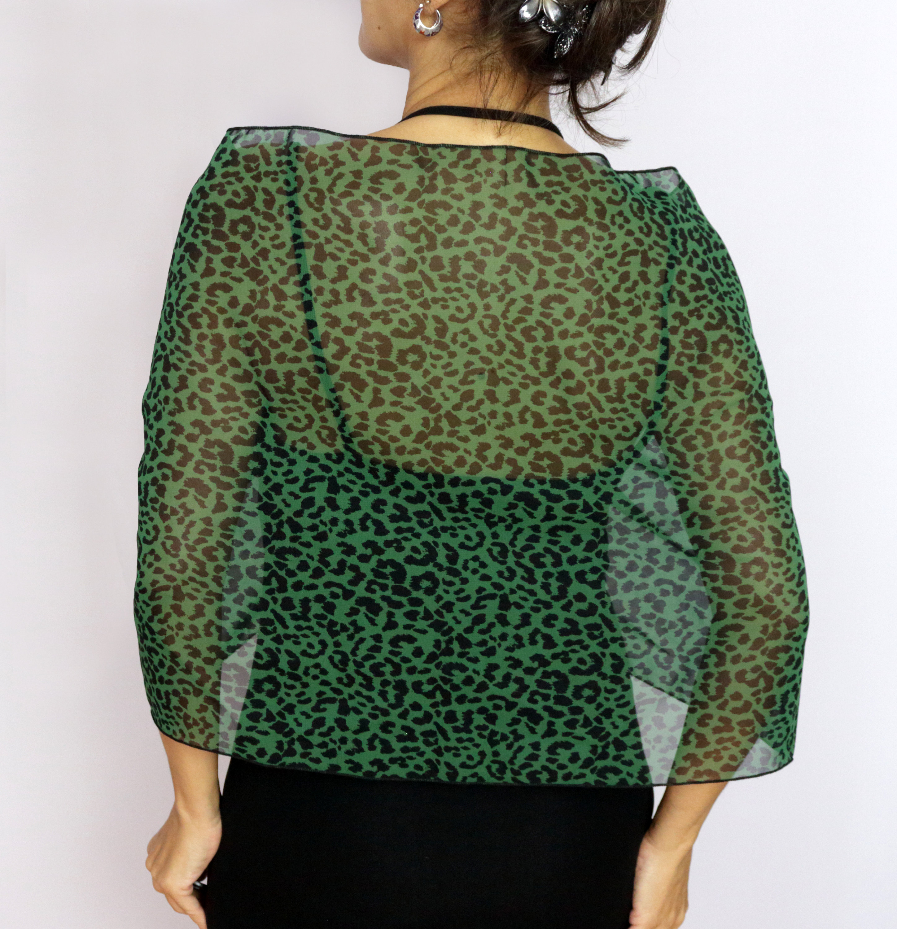 Emerald Green Chiffon Shawl: Evening Dress Cover-Up, Mother of the Bride Stole
