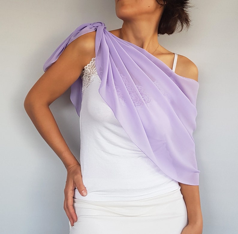 Lilac chiffon shawl Off the shoulder wrap Evening stole Etsy