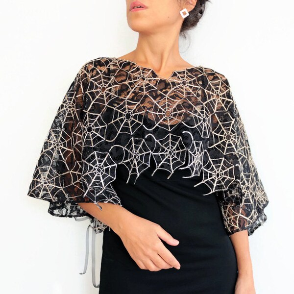 Black Evening Shrug Gold Embroidery Dress Cover Bolero Festive Women Fashion Cape Shawl Shoulder Wrap Mother of the Bride Noir Accessory