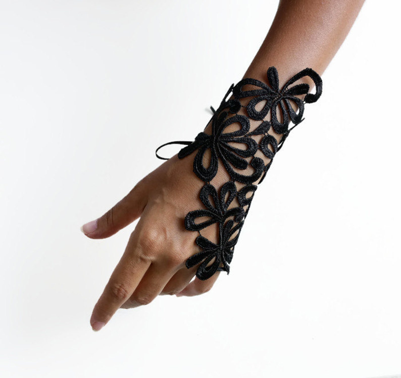 Lace Wrist Cuff Lace Cuff Bracelet Black Guipure Wrist Etsy