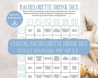 Last Toast on the Coast Bachelorette Party Games, Bachelorette Drunk Dice Game, Coastal Cowgirl Bridal Party, Printable Drinking Game