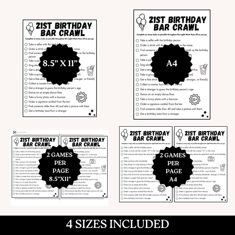 21st Birthday Bar Game, Birthday Scavenger Hunt, 21st birthday Decor, Printable Bar Hopping Game, Bar Scavenger Hunt, Adult Drinking Games image 6
