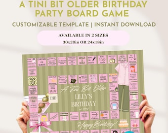 Tini Bit Older Birthday Party Board Game Martini Birthday Theme Dirty 30 Birthday Customizable Adult Drinking Board Printable Girls Night