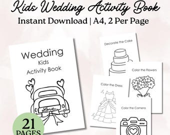 Kids Wedding Activity Book, Printable Wedding Coloring Pages, Reception Table Activities, Children's Wedding Activity Pack, Wedding Table