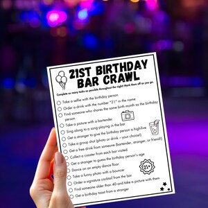 21st Birthday Bar Game, Birthday Scavenger Hunt, 21st birthday Decor, Printable Bar Hopping Game, Bar Scavenger Hunt, Adult Drinking Games image 4