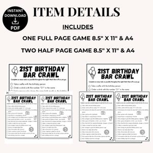 21st Birthday Bar Game, Birthday Scavenger Hunt, 21st birthday Decor, Printable Bar Hopping Game, Bar Scavenger Hunt, Adult Drinking Games image 7
