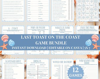 Coastal Bachelorette Party Games, Last Toast on the Coast Games, Coastal Cowgirl Bridal Games, Coastal Grandma, Printable Bridal Party Games