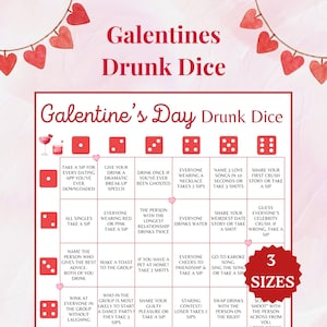Galentines Day Drinking Game, Galentine Drunk Dice, Adult Drinking Game, Adult Party Game, Printable Valentines Drunk Dice Ladies Night Game