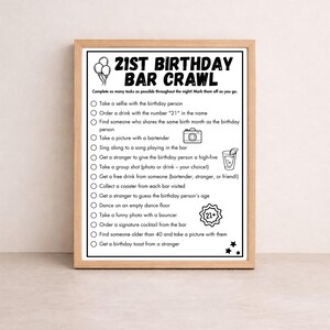 21st Birthday Bar Game, Birthday Scavenger Hunt, 21st birthday Decor, Printable Bar Hopping Game, Bar Scavenger Hunt, Adult Drinking Games image 2