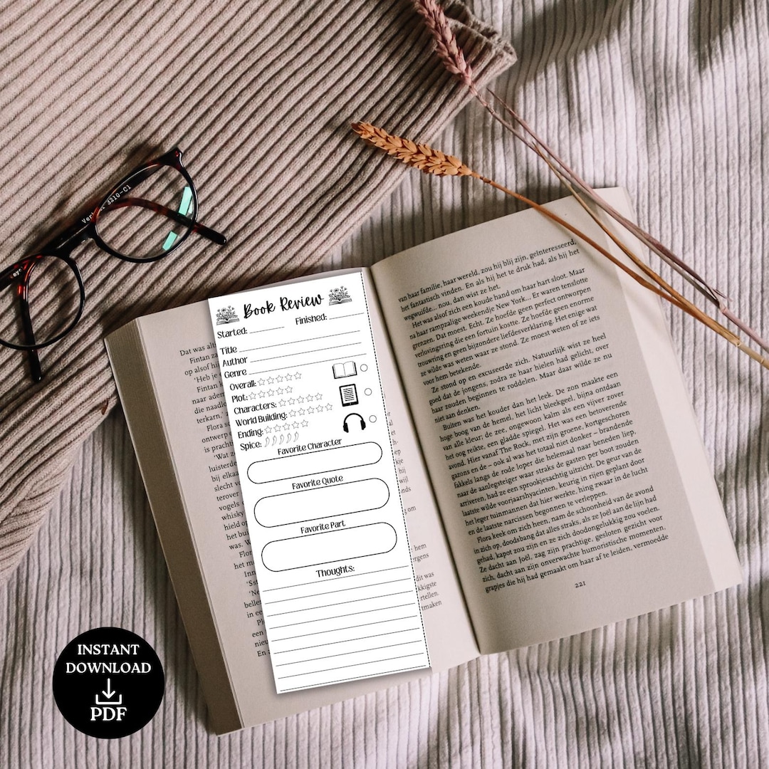 Book Review Template, Printable Book Tracker Reading Journal, Book Club ...