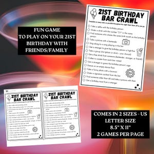 21st Birthday Bar Game, Birthday Scavenger Hunt, 21st birthday Decor, Printable Bar Hopping Game, Bar Scavenger Hunt, Adult Drinking Games image 8
