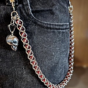 Totenkopf Gürtel Kette | Geldbörse Kette | Handgemachte Kettenhemd | Edelstahl