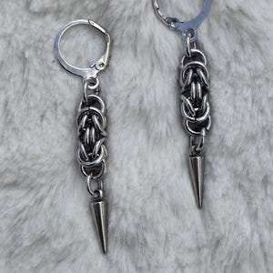 Spiked Byzantine Charm Earrings | Handmade Chainmail | Stainless Steel