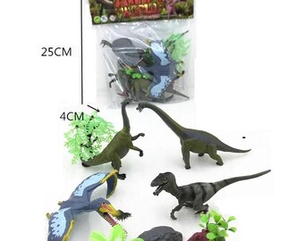 8 PC Miniature Dinosaurs Play Set, non-battery-operated miniature dinosaurs animal toy play set.