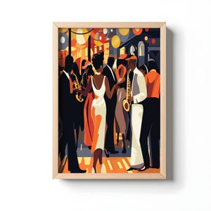 New Orleans Bourbon Street Wall Art, Mardi Gras Nightlife Poster Print, Vintage Jazz Club Decor, Glamorous French Quarter Scene