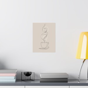 Minimalist Coffee Line Art Matte Vertical Posters, Steaming Cup Wall Prints, Modern Kitchen Decor, Coffee Nook Wall Art, Cafe Wall Print, image 14