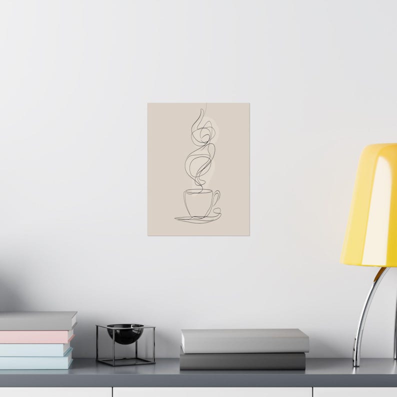 Minimalist Coffee Line Art Matte Vertical Posters, Steaming Cup Wall Prints, Modern Kitchen Decor, Coffee Nook Wall Art, Cafe Wall Print, image 14